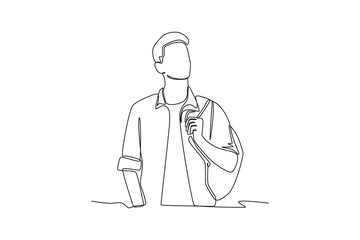 Continuous one line drawing off to university concept. Single line draw design vector graphic illustration.