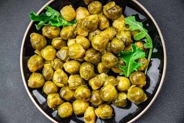 Brussels sprouts canned  vegetable food healthy meal food snack on the table copy space food background rustic top view keto or paleo diet veggie vegan or vegetarian food