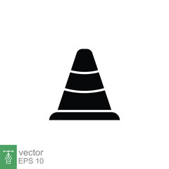 Road cone icon. Simple solid style. Construction, work safety, street security, two plastic cone concept. Black silhouette, glyph symbol. Vector illustration isolated on white background. EPS 10.