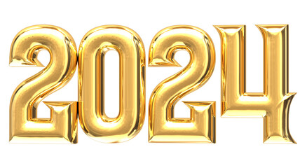 Number 2024 Gold 3D Render