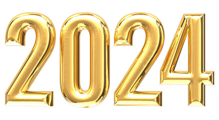 Number 2024 Gold 3D Render
