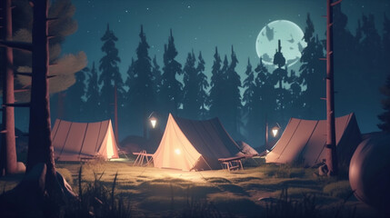 camping site in forest made by midjourney