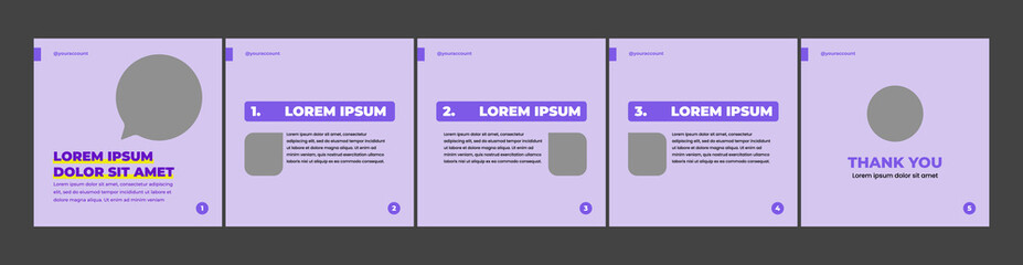 set of creative carousel or microblog templates for social media posts. social media template with purple theme