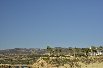 View of the coast of cyprus on a summer holiday day.