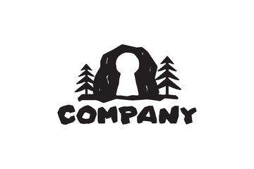 Creative logo design designated to a real estate or locksmith business. This logo design depicts a
cave shaped like a keyhole. 