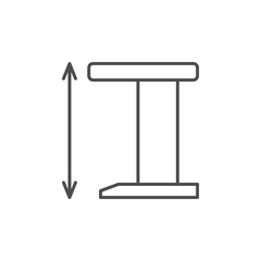 Desk height line outline icon