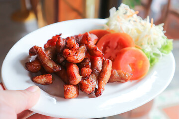 fried pork or belly of pork, pork ,deep fried pork