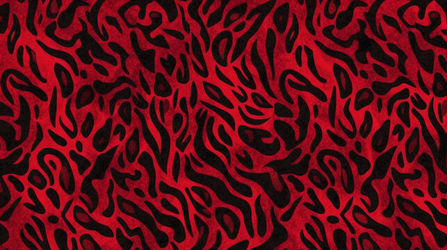 Red Animal Print Wallpaper or Background Pattern - Leopard Dots and Stripes - Generative AI