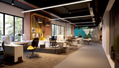 Fototapeta na wymiar 3d render modern working office