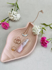 Shell shaped jesmonite pink terracotta tray