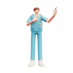 holding srynge pointing at it linen 3d illustration