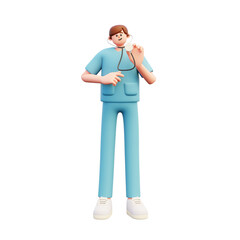 using stetoscop linen 3d illustration