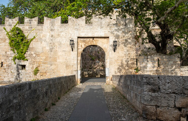 Fototapeta na wymiar Entrance or Gate into the Medieval City of Rhodes