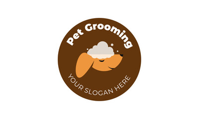 Pet grooming logo emblem vector design
