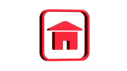3D RED ICON HOME WEB AND MOBILE ISOLATED ON WHITE. PNG TRANSPARENT BACKGROUND