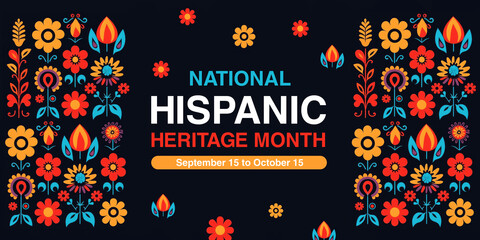 National Hispanic heritage month. Banner. Spanish culture celebration. - Powered by Adobe
