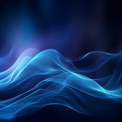 Abstract blue colors gradient shiny wave on noise black background Generative ai