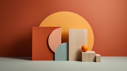 Minimalist still life with geometrical elements, created with AI Generative Technology