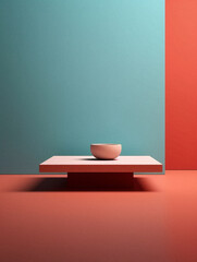 Empty minimalist geometrical scenario, created with AI Generative Technology