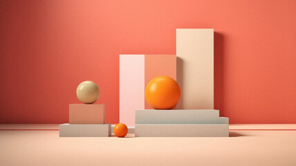 Empty minimalist geometrical scenario, created with AI Generative Technology