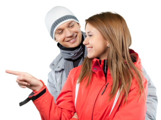 Young beauty couple in winter cloth