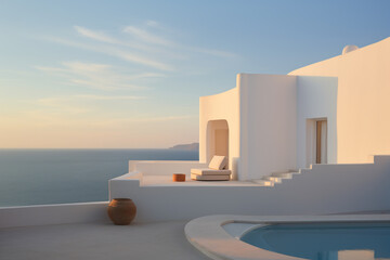 mediterranean villa, golden hour, generative ai