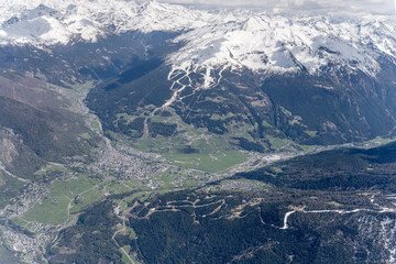 Bormio aerial from north west, Italy