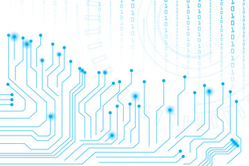 digital circuit lines on binary coding futuristic innovation. numbering protection technology abstract background.