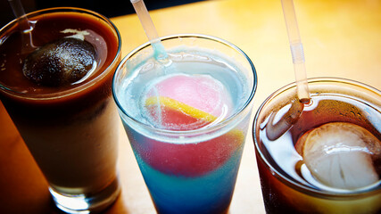 Iced coffee in a cup and a drink