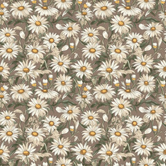 Colour daisies seamless pattern. Generative AI 2