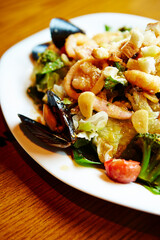 salad with seafood and vegetables
