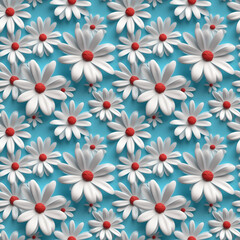 Obraz premium 3d colour daisies seamless pattern. Generative AI