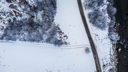 Valle di Tures from above. Winter landscape