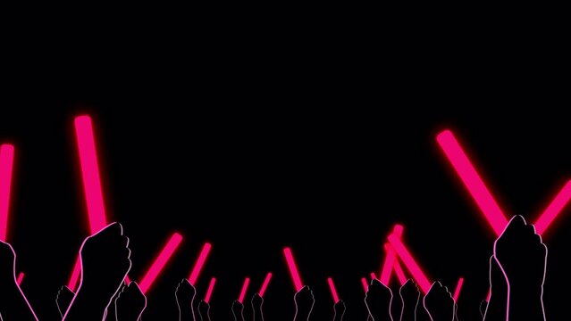 ピンク色のペンライト(サイリウム)を持つ手_ループ再生に対応/背景透過済みmov