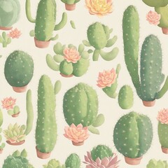 seamless pattern with cactis
