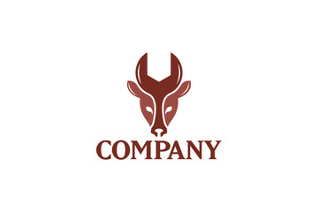 Creative logo design designated to construction company or workshop. This logo design depicts a deer with the antlers shaped like a wrench. 
