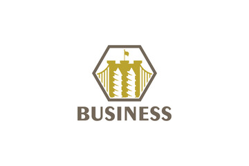 Creative logo design designated to construction company or workshop. This logo design depicts a bridge with screws inside it. 
