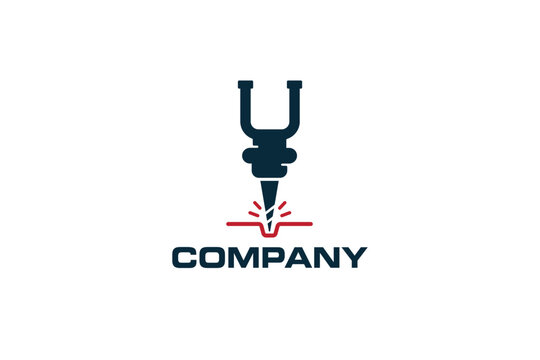 Creative logo design designated to a CNC, welding or 3D printing industry. This logo design depicts a 3d printer, a drill or a laser. 

