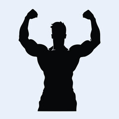 Athletics man Body Builder Silhouette, Muscle, vector isolated