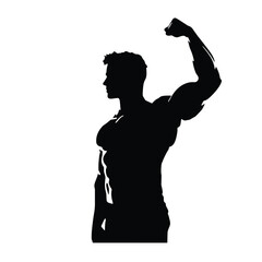Sport man Big Muscular man Body, Massive Muscle Flex, silouette vector isolated 