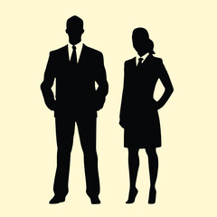 business man and women in a smart suit and tie silhouette