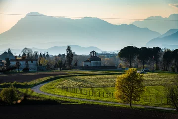 Foto op Canvas Spring on the Castle of Arcano. Landscape of the hills of Friuli © Nicola Simeoni