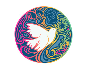 Friedenstaube mit bunten Farben - Vektor