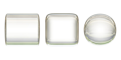 glass buttons or transparent glossy round shapes in 3d rendering