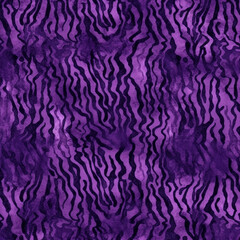 Fototapeta na wymiar Dark Purple Animal Print Wallpaper or Background Pattern - Leopard Dots and Stripes - Generative AI