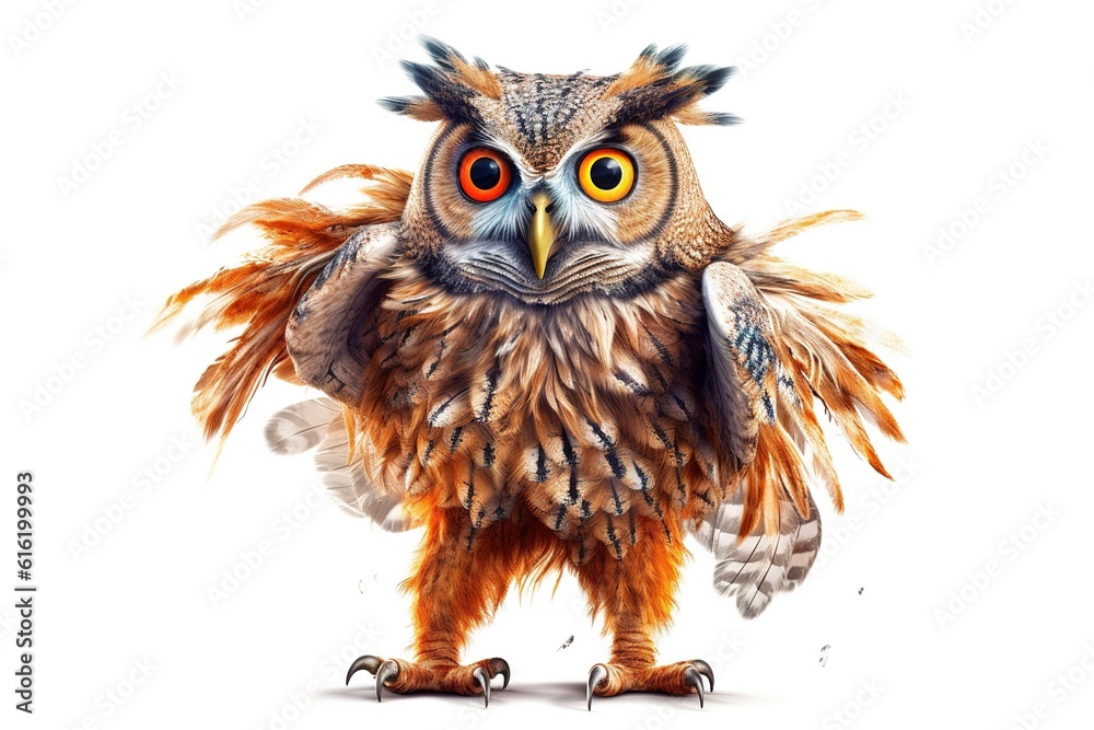 Poster owl isolated on white background. generated by ai.
