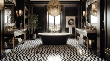 Fototapeta na wymiar A sumptuous bathroom that exudes glamour and sophistication. Generative AI