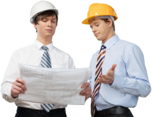 architect talking to investor over the blueprints