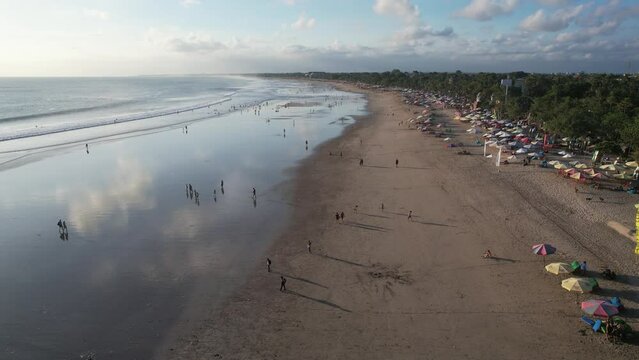 Aerial Bali Kuta Legian Beach during Sunset