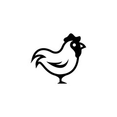 cute chicken icon illustration, simple rooster logo design